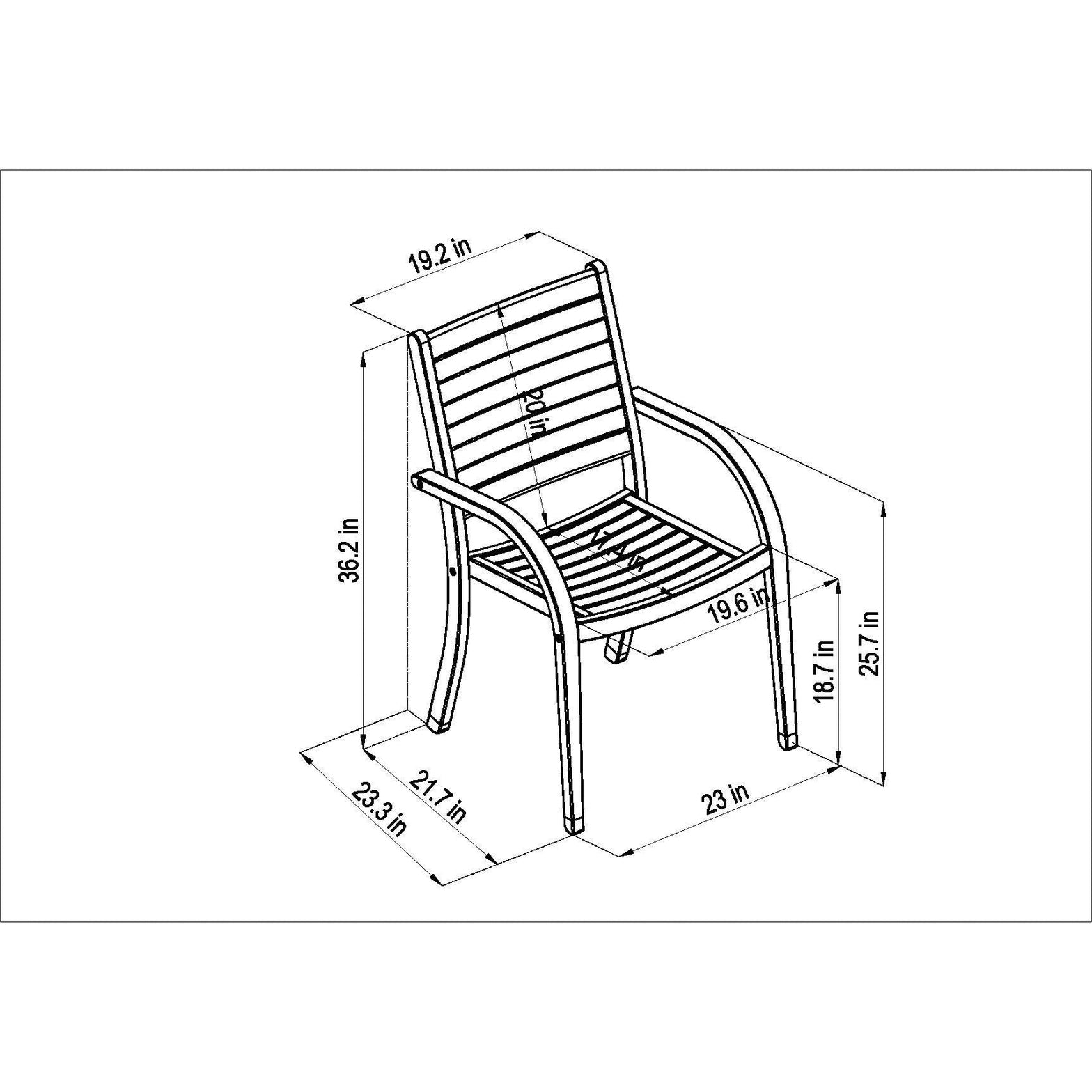 Midtown Concept Orlando Rectangular Teak Finish Table & Catalina Stacking Armchair - ORLAN_4CATA