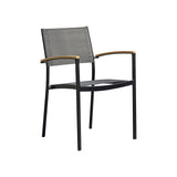 Midtown Concept Oldbury Round Finish Table & 4 Vera Stacking Armchair - OLDBU_4VERAARM