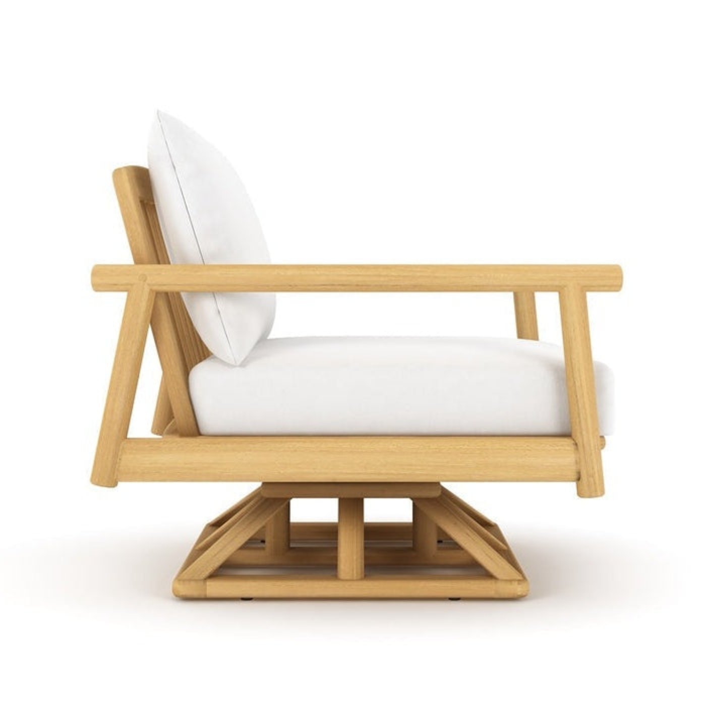 Royal Teak Collection Seville Swivel Chair with White Cushions - SEVSW-W