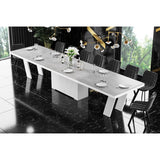 Maxima House Dining Set ALETA 11 pcs. modern gray/ white Dining Table with 4 self-starting leaves plus 10 chairs - HU0084K-332GR