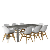 Midtown Concept Singapore Table & 8 Chamonix Arm Chairs - SINGAP_8CHAMARMWH