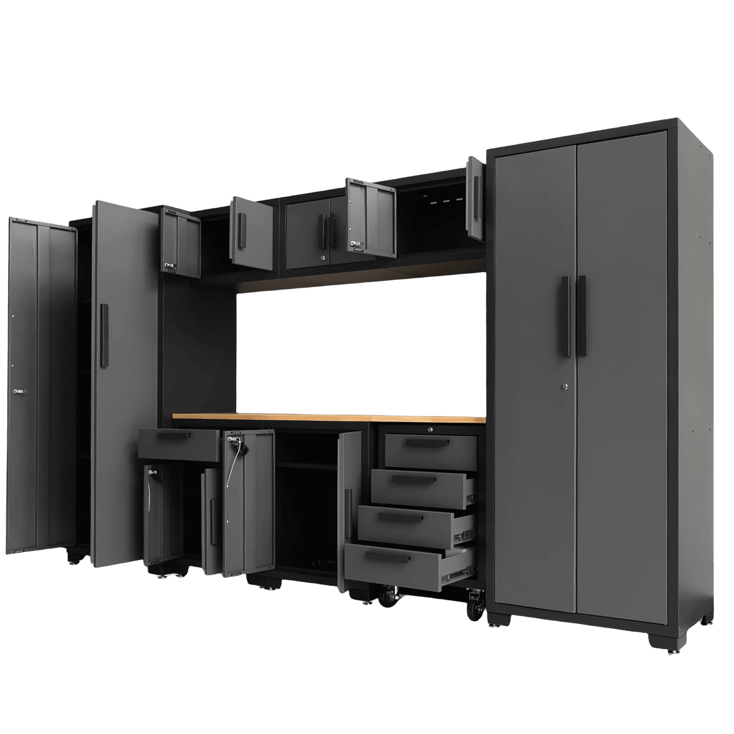 Chery Industrial 9-Piece Garage Storage Cabinet Set