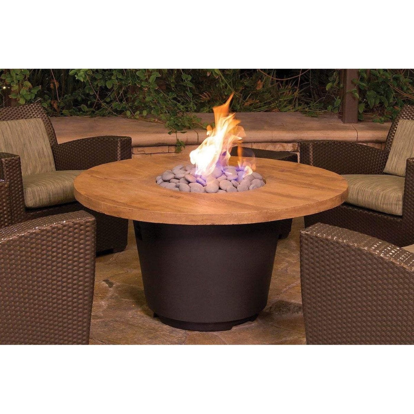 American Fyre Designs Reclaimed Wood Cosmo Round Firetable - 645-BA-xx-M2xC
