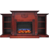 Cambridge Sanoma 72 In. Electric Fireplace in Cherry with Bookshelves and a Multi-Color LED Flame Display _ CAM7233-1CHRLED