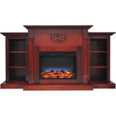 Cambridge Sanoma 72 In. Electric Fireplace in Cherry with Bookshelves and Enhanced Log Display CAM7233 -1 CHRLG2