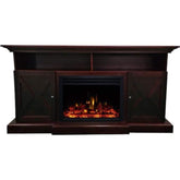 Cambridge 62-in. Summit Farmhouse Style Electric Fireplace Mantel with Deep Log Insert, Mahogany _ CAM6215-1MAHLG3