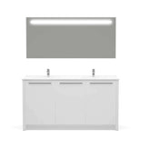 Casa Mare Benna 63 Glossy White Vanity Double Sink Combo - Benna160GW-63-S