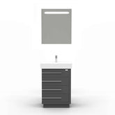 Casa Mare Domenico 24 Glossy Gray Vanity Ceramic Sink Combo - Domenico60GG-24-MSC-S