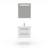 Casa Mare Elke 24 Glossy White Vanity and Ceramic Sink Combo with LED Mirror - Elke60GW-24-MSC-S