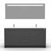 Casa Mare Nona 60 Glossy Gray Bathroom Vanity and Sink Combo - Nona152GG-60-MSC-S