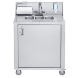 Crown Verity 34" x 25" CV-PHS-3 Triple Bowl Hot/Cold Portable Hand Sink - CVPHS-3