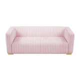 Meridian Furniture Glam PINK Velvet Channel Tufted Ravish Sofa Meridian Contemporary - 640Pink-S