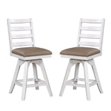 ECI Furniture La Sierra 24" Ladder Back Counter Swivel Stool with Brown Vinyl Seat (Set of 2) - EC-1164-22-CS1