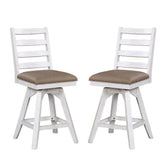 ECI Furniture La Sierra 24 Ladder Back Counter Swivel Stool with Brown Vinyl Seat Set of 2 - EC-1164-22-CS1
