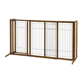 Deluxe Freestanding Dog Pen And Gate By Richell- Wood Finish- 94189