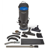 Powr-Flite Comfort Pro BP6S, Backpack Vacuum, 6QT, with Tools 20' High Dusting Kit Air Turbine Nozzle, 11.8lbs