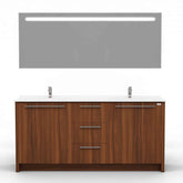 Casa Mare Nona 71 Matte Walnut Double Sink Freestanding Bathroom Vanity and Sink Combo - Nona180MW-71-S