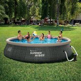 Summer Waves 16ft x 42in Quick Set Ring Above Ground Pool, Dark Gray Herringbone - 202931