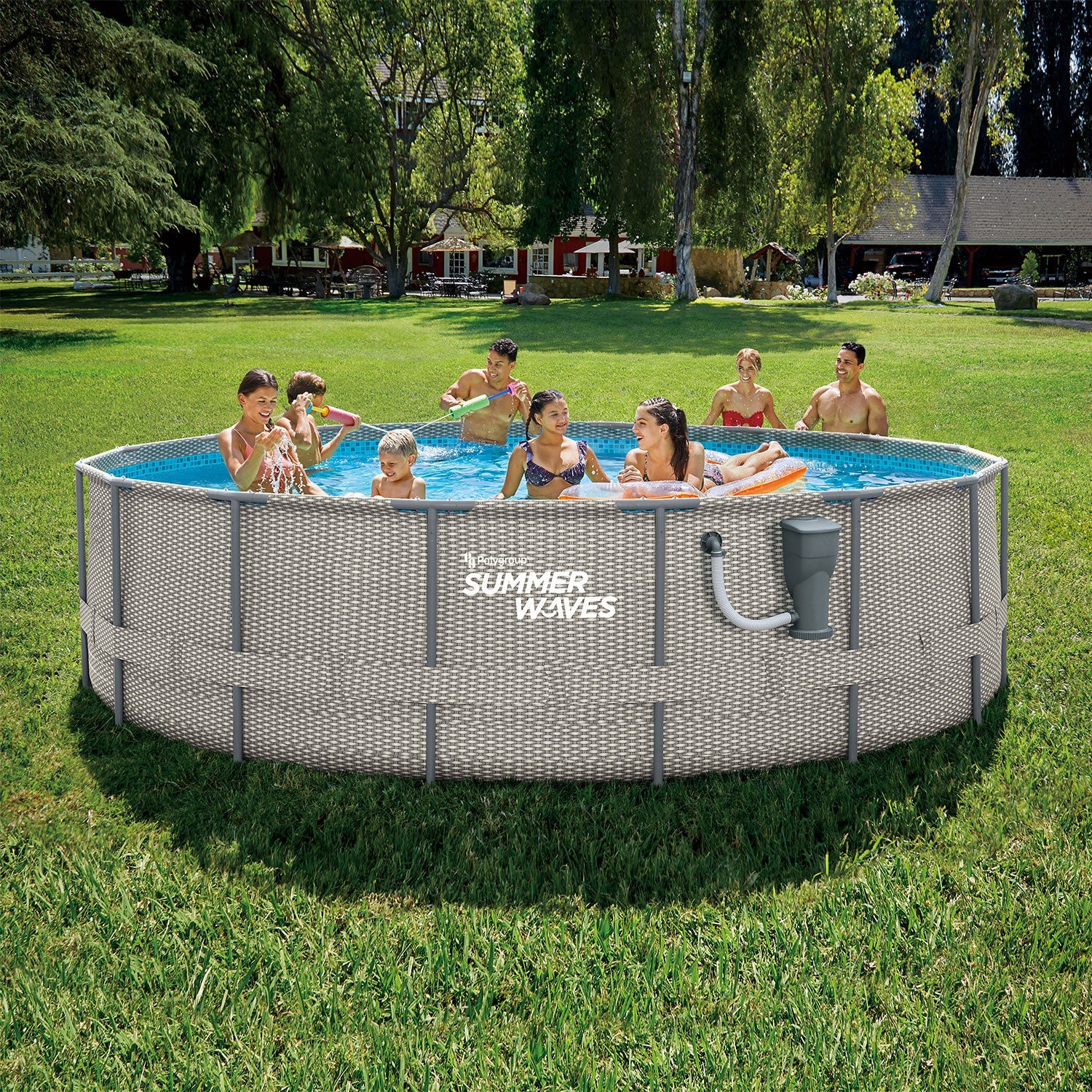 Summer Waves Active 16 Ft x 48 In Above Ground Frame Swimming Pool Set with Pump - 202918