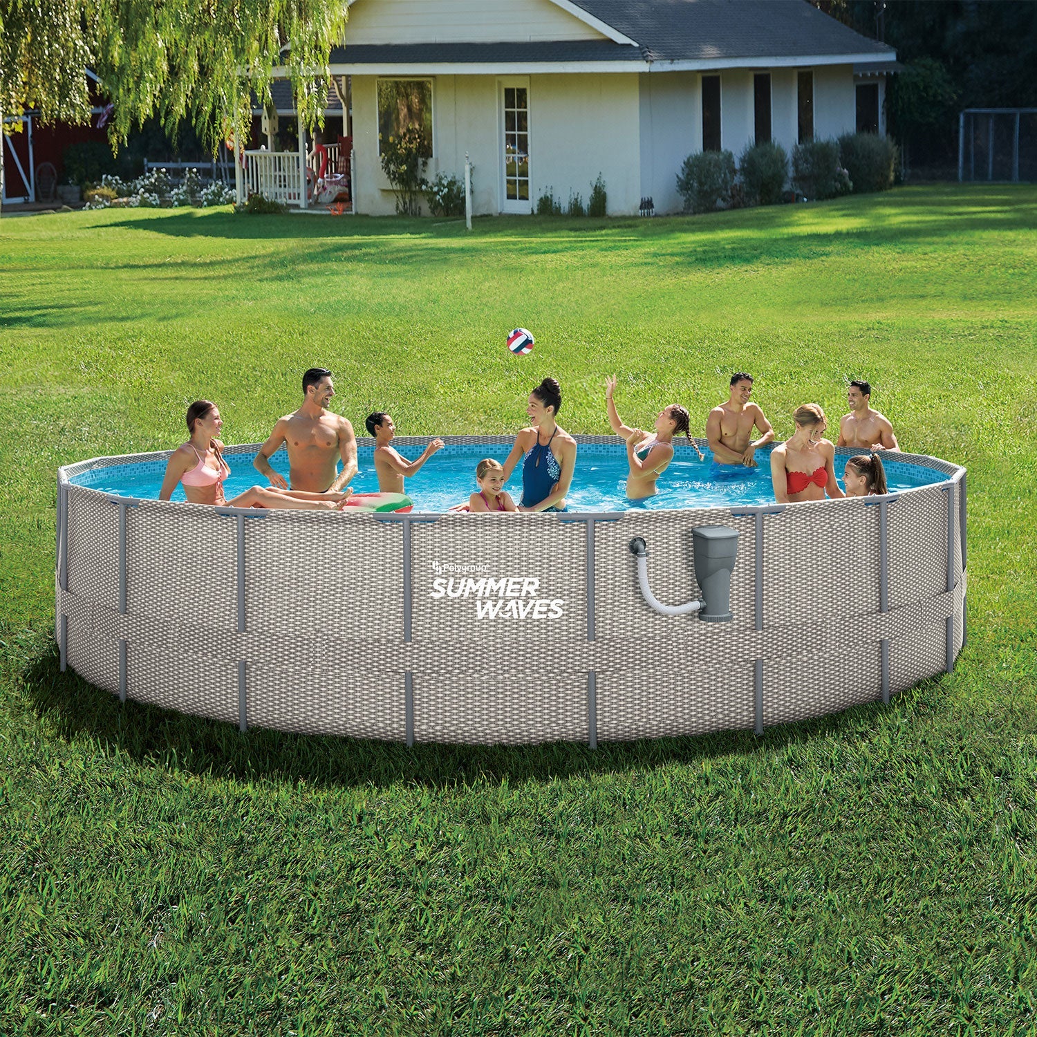 Summer Waves Active 20 Ft x 48 In Above Ground Frame Swimming Pool Set with Pump - 202920