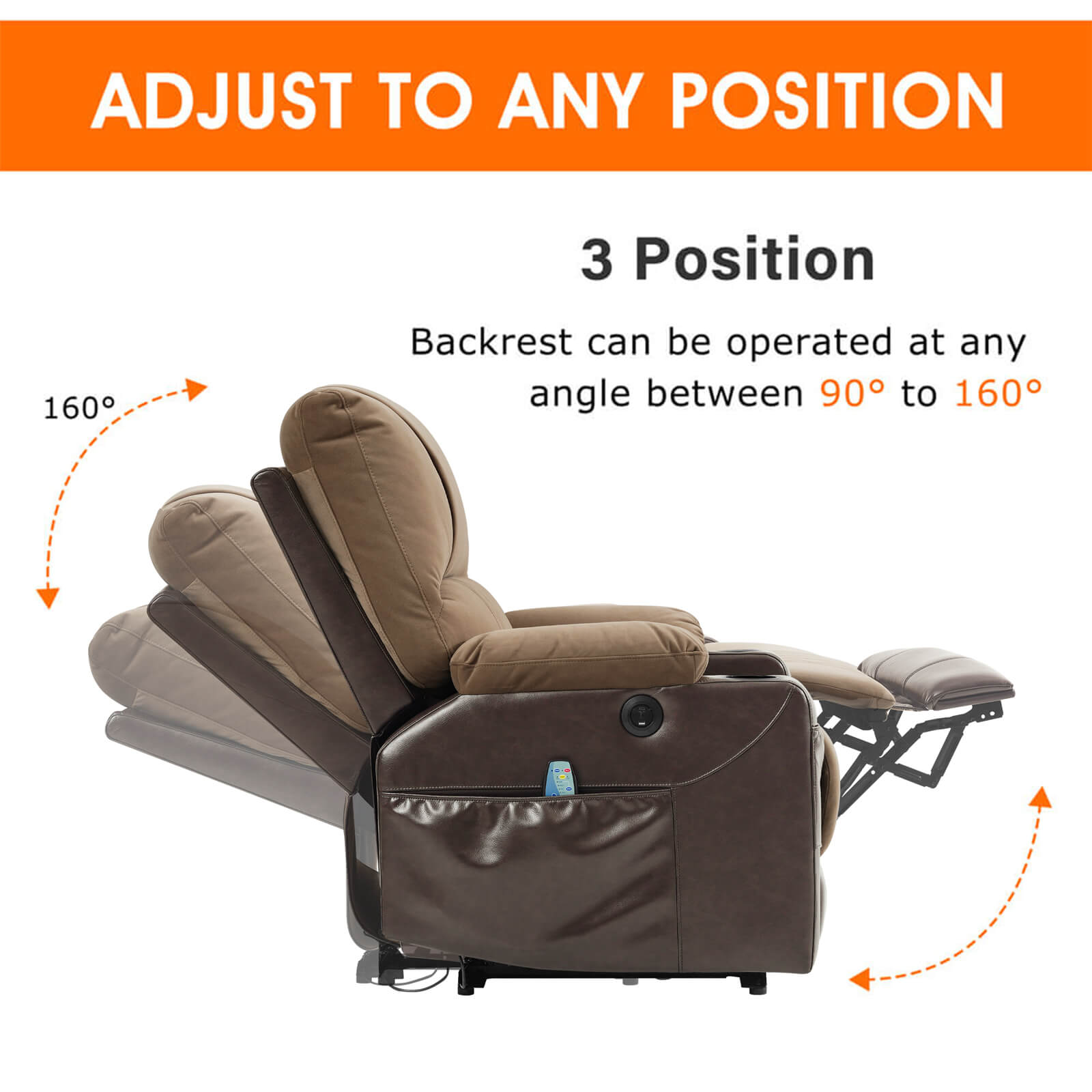 Power Recliner Chair With Nearly Lying Flat Recliner With Vibration Massage & Heating, 33.85" Width Not Lift