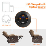 Power Recliner Chair With Nearly Lying Flat Recliner With Vibration Massage & Heating, 33.85" Width Not Lift