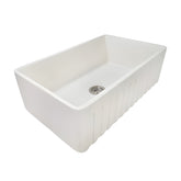 Ruvati 33 x 20 inch Fireclay Reversible Farmhouse Distressed Finish Apron-Front Kitchen Sink - Crackled White - RVL2300CR