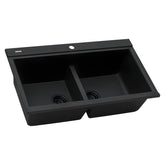 Ruvati epiGranite 34" epiGranite Topmount Workstation Ledge Granite Composite Kitchen Sink - Midnight Black - RVG1350BK