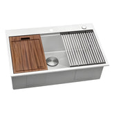 Ruvati Siena 33 x 22 inch Workstation Ledge Drop-in Tight Radius 16 Gauge Stainless Steel Kitchen Sink Single Bowl - RVH8003