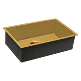 Ruvati Terraza 27-inch Undermount Satin Brass Matte Gold Stainless Steel Kitchen Sink 16 Gauge Single Bowl - RVH6127GG