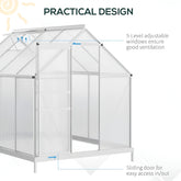 Outsunny 8' x 6' Aluminum Outdoor Greenhouse, Polycarbonate Walk-in Garden Greenhouse - 845-540V01SR