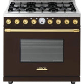 Superiore Deco 48-Inch Gas Double Oven Freestanding Range in Black and Cream Matte with Bronze Trim - RD482GCNCB_