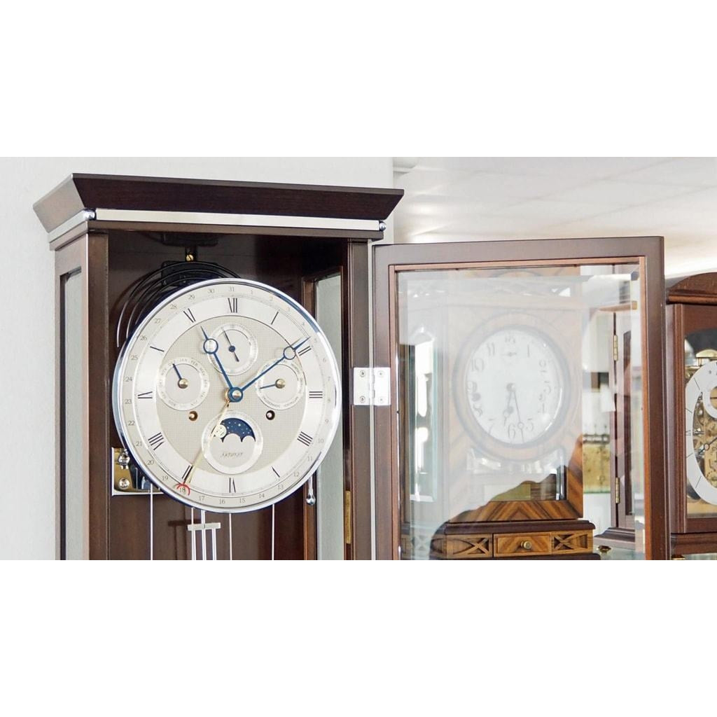 Kieninger Charleston Weight Regulator Wall Clock, Calendar, Moonphase, Gong Strike, Walnut - WR 2547-22-01