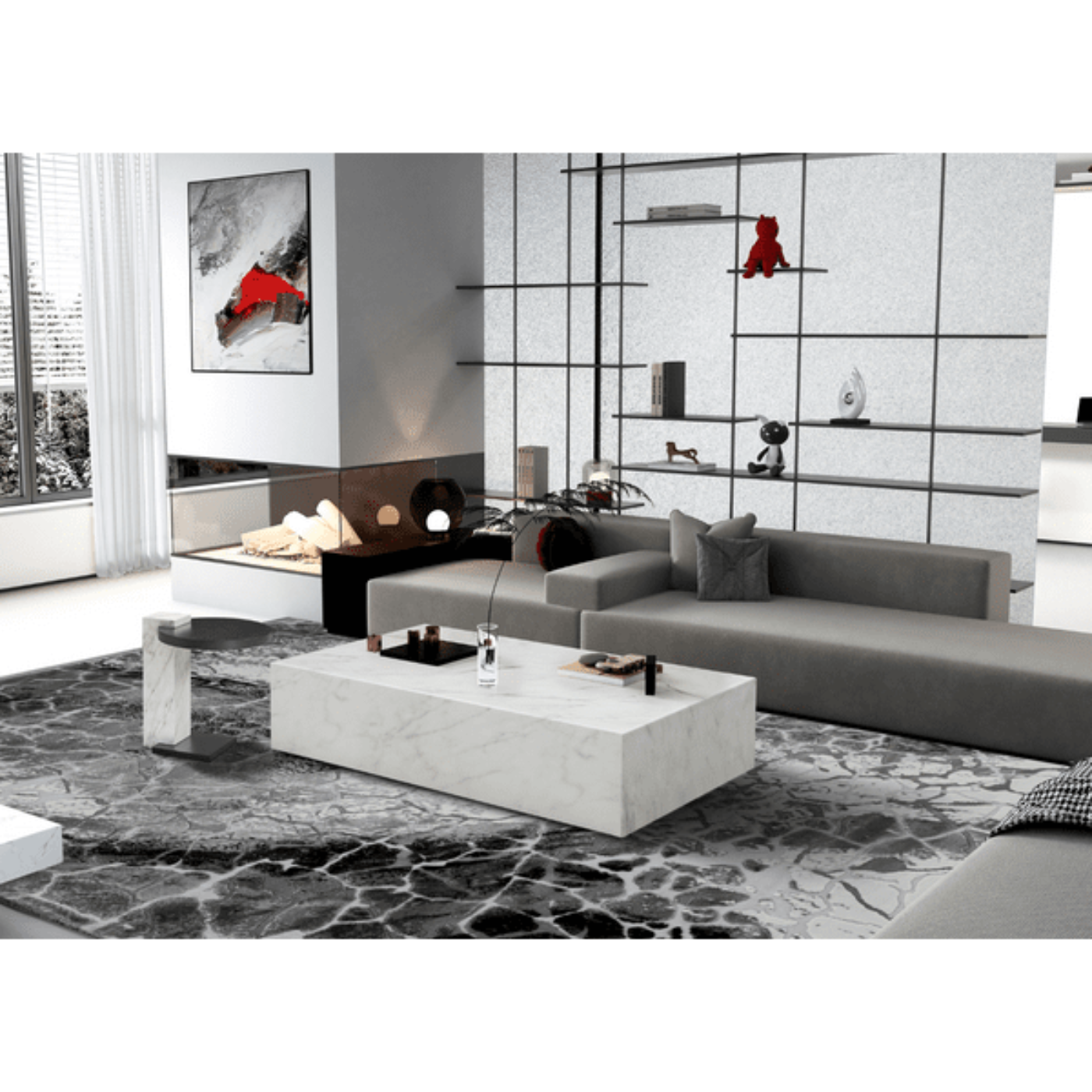 Whiteline Modern Living Cube Rectangle Coffee Table in White Color - CT1667R