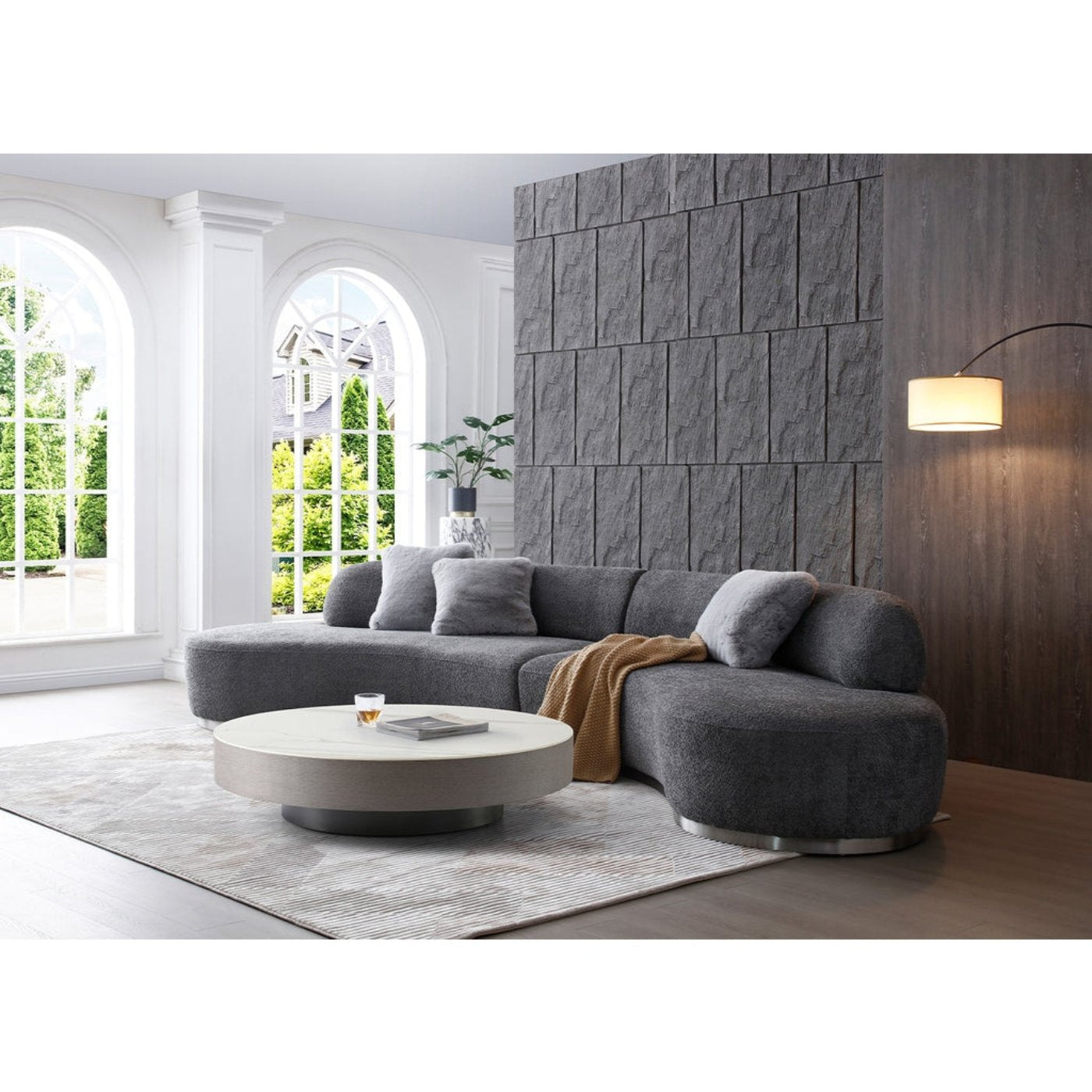 Whiteline Modern Living Perla Curved Sofa - SO2009F-WHT