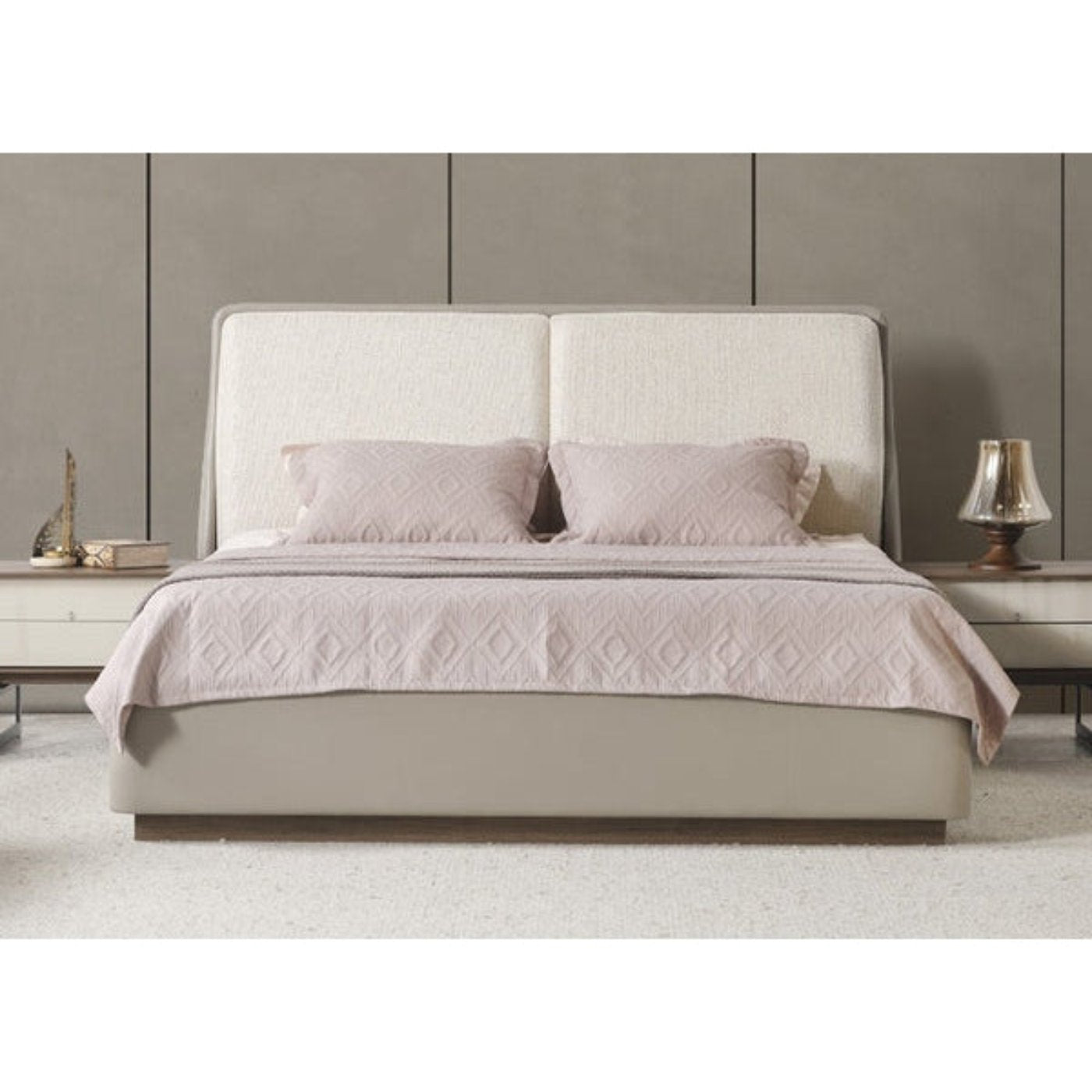 Whiteline Modern Living Romina Queen Bed in Light Grey Color - BQ2020P