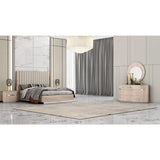Whiteline Modern Living Waves Bed Queen In Beige Colour - BQ1753