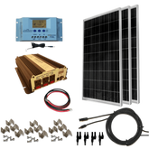 WindyNation Complete 300 Watt Solar Panel Kit with 1500W VertaMax Power Inverter for 12 Volt Battery Systems New - SOK-300WPI-15