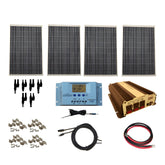 WindyNation Complete 400 Watt Solar Panel Kit with VertaMax Power Inverter for 12 Volt Battery Systems New - SOK-400WPI-15
