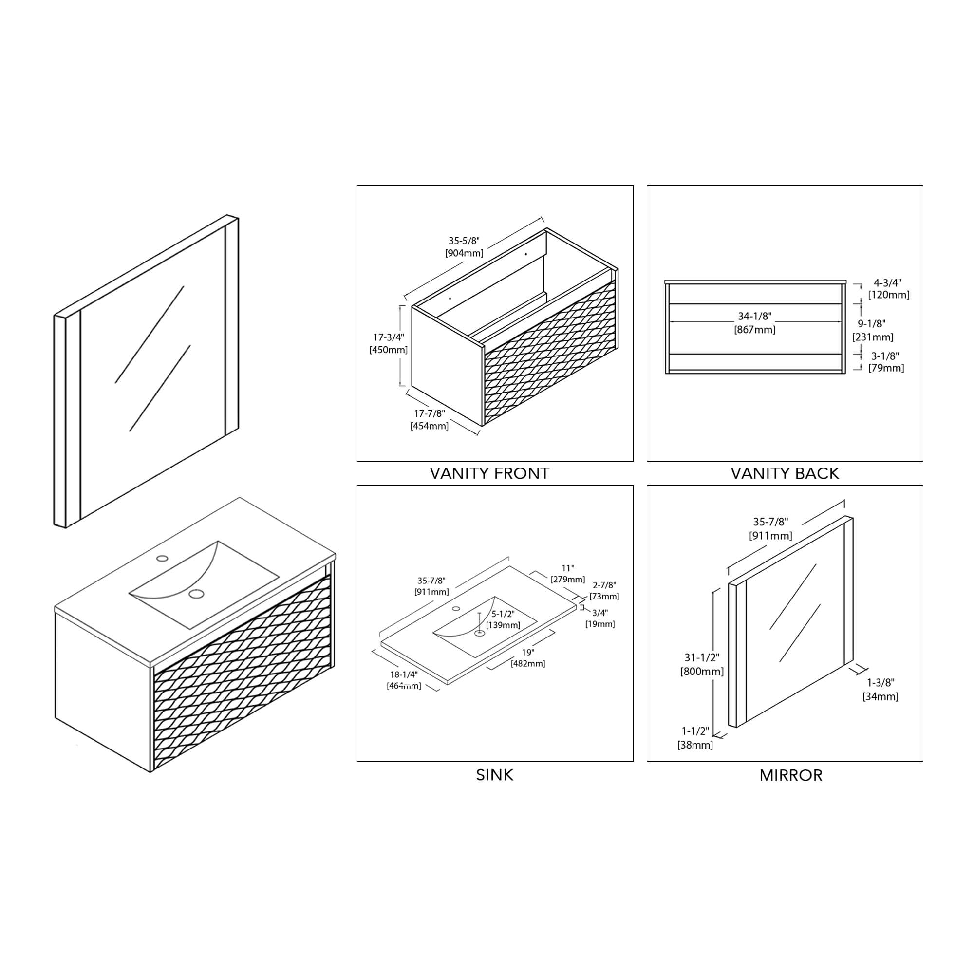 Blossom Paris 36 Inch Bathroom Vanity - V8008 36 15 - Backyard Provider
