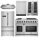 Thor Appliance Package - 48 In. Gas Range, Range Hood, Refrigerator, Dishwasher & Wine Cooler, AP-LRG4087U-4