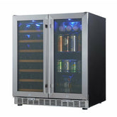 Kings Bottle 30" Under Counter Low-E Glass Door Wine and Beer Cooler Combo - KBUSF66BW-SS
