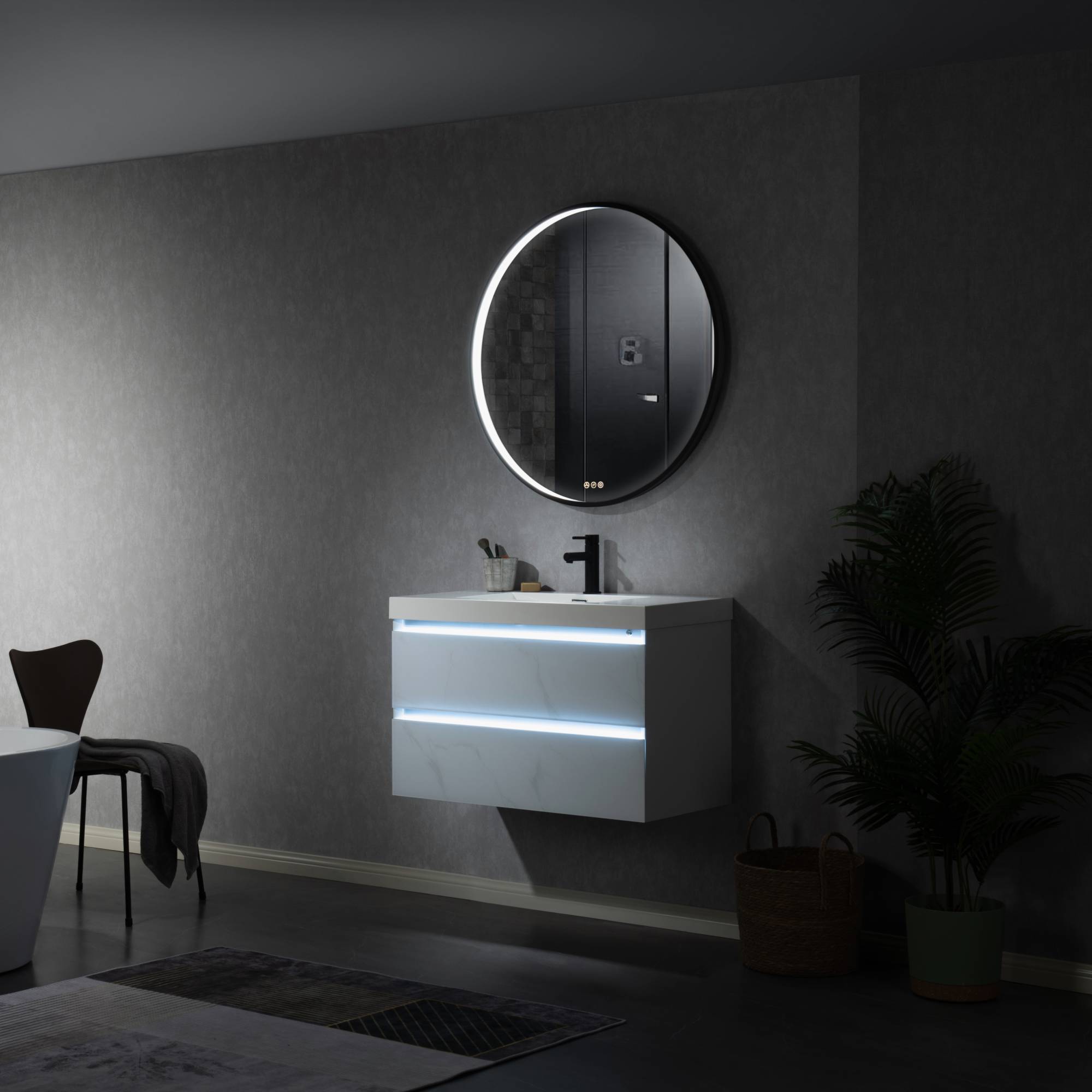 Blossom Oskar 32 Inch Round LED Mirror - LED M7 R32 MB - Backyard Provider