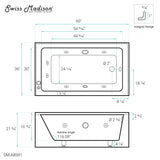 Swiss Madison Avancer 60" x 36" Right-Hand Drain Rectangular Alcove Whirlpool Bathtub with Apron - SM-AB591 - Backyard Provider