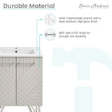 Swiss Madison Annecy 24" Bathroom Vanity in Mayhem Greige - SM-BV256EI - Backyard Provider