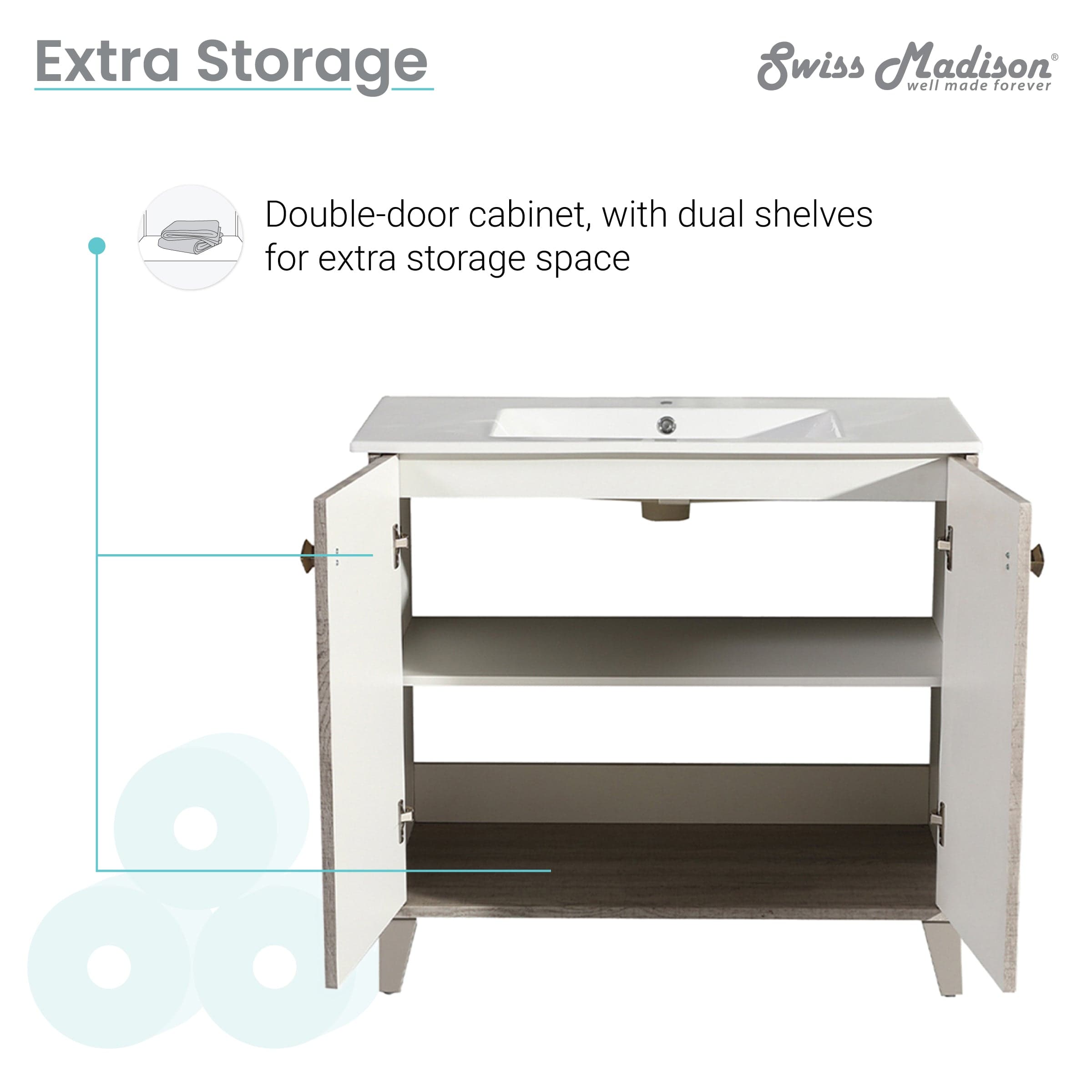 Swiss Madison Eclair 36" Bathroom Vanity in Oak - SM-BV343 - Backyard Provider