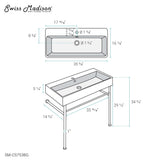 Swiss Madison Carre 36 Ceramic Console Sink Matte Black Basin Brushed Gold Legs - SM-CS753BG - Backyard Provider