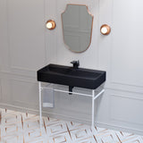 Swiss Madison Carré 36 Ceramic Console Sink Matte Black Basin Matte White Legs - SM-CS793 - Backyard Provider