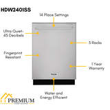 Thor Kitchen Appliance Package - Professional 30 inch Electric Range, Range Hood, Counter-Depth Refrigerator, Dishwasher, AP-HRE3001-3