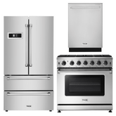 Thor Kitchen Appliance Package - 36 in. Liquid Propane Range, Refrigerator, Dishwasher, AP-LRG3601ULP-2